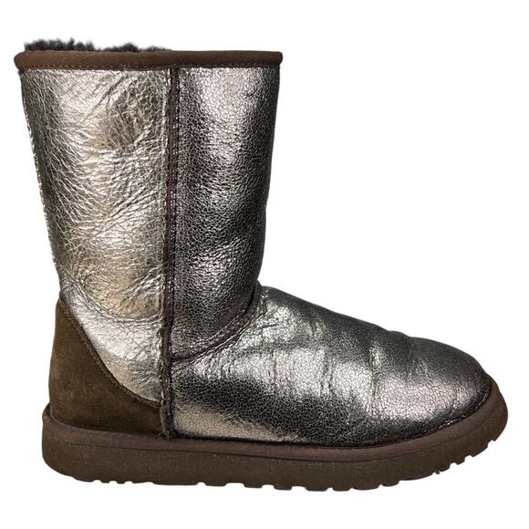 UGG Women’s Classic Short Brown Metallic Winter Boot Size US 10 - Picture 1 of 11